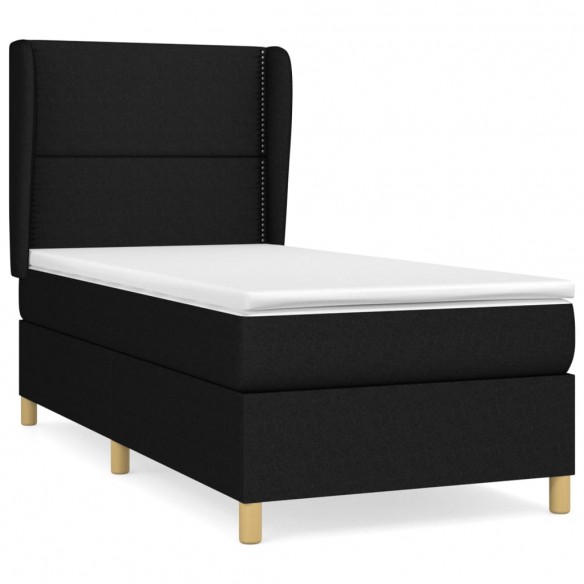 Cadre de lit avec matelas Noir 90x200 cm Tissu