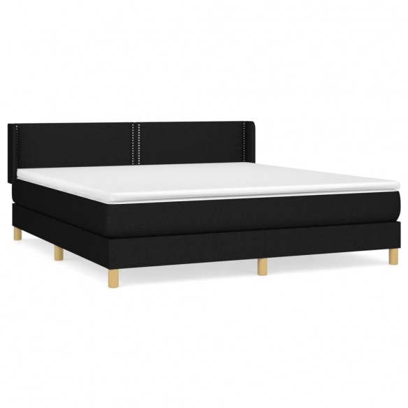 Cadre de lit avec matelas Noir 180x200 cm Tissu