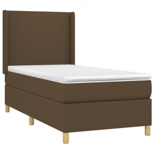 Cadre de lit matelas et LED Marron foncé 100x200cm