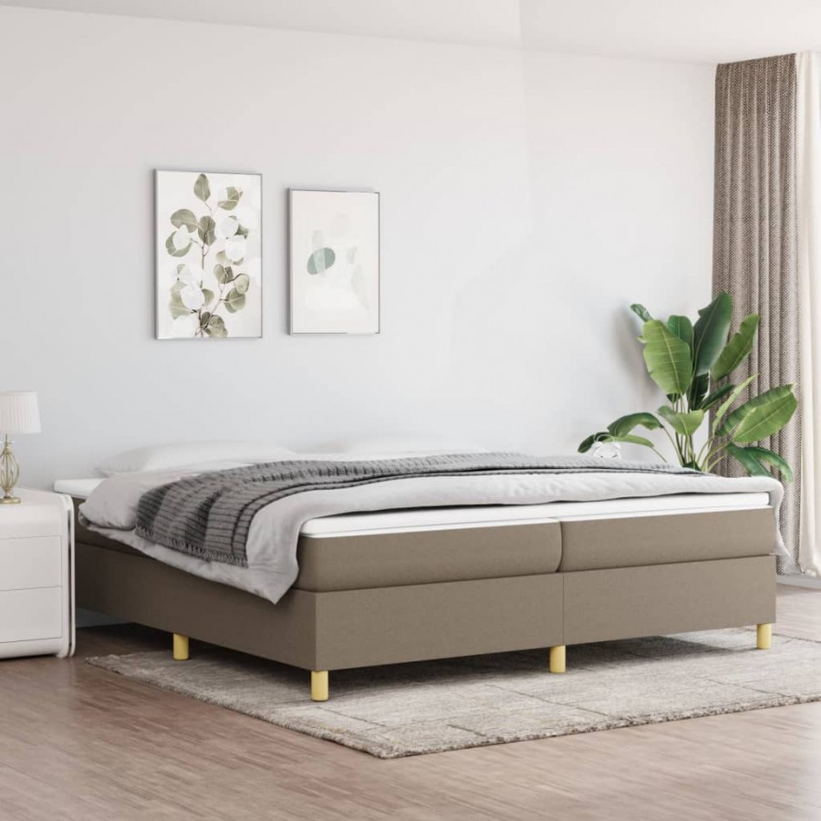 Cadre de lit avec matelas Taupe 200x200 cm Tissu