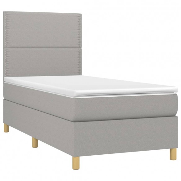 Cadre de lit avec matelas et LED Gris clair 90x190cm