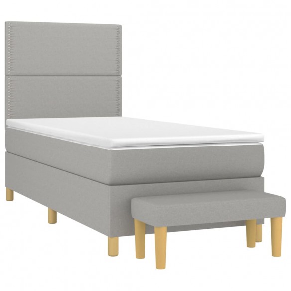 Cadre de lit et matelas Gris clair 90x190 cm Tissu