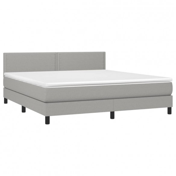 Cadre de lit et matelas et LED Gris clair 180x200 cm