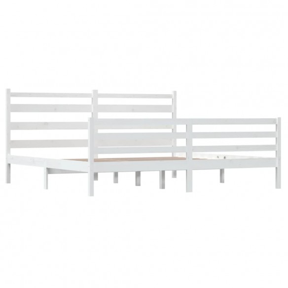 Cadre de lit Bois de pin massif 200x200 cm Blanc