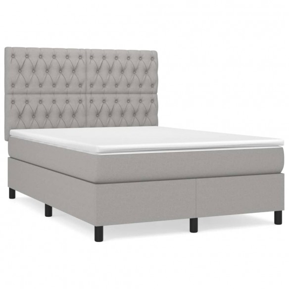 Cadre de lit avec matelas Gris clair 140x200cm Tissu