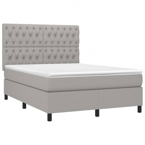 Cadre de lit avec matelas Gris clair 140x200cm Tissu