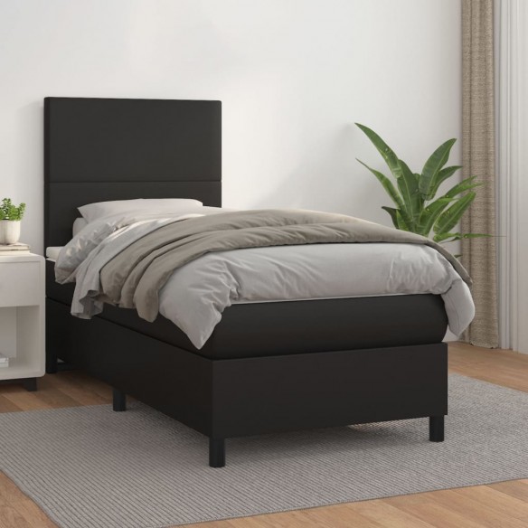 Cadre de lit avec matelas Noir 100x200 cm Similicuir