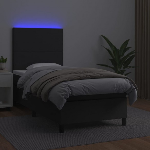 Cadre de lit avec matelas et LED Noir 100x200 cm