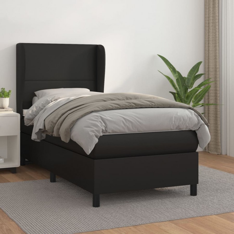 Cadre de lit avec matelas Noir 100x200 cm Similicuir