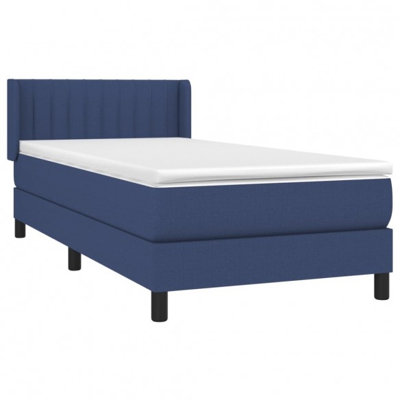 Cadre de lit avec matelas Bleu 90x200 cm Tissu