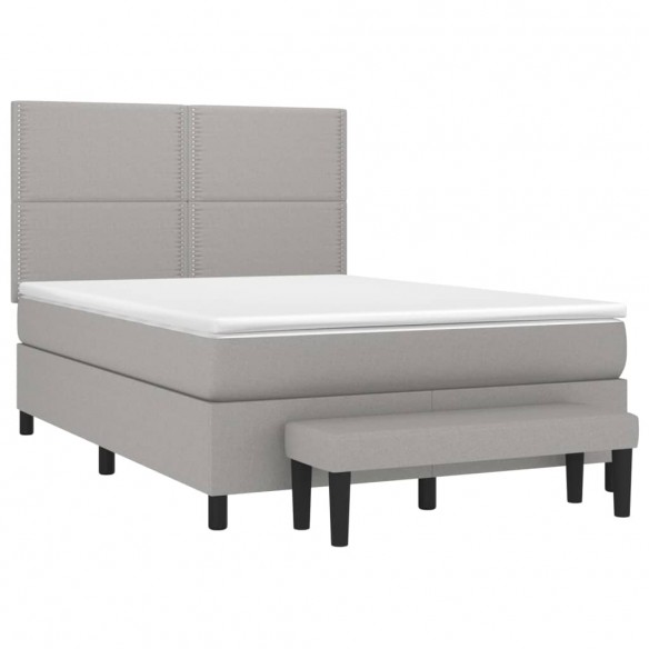 Cadre de lit avec matelas Gris clair 140x200cm Tissu