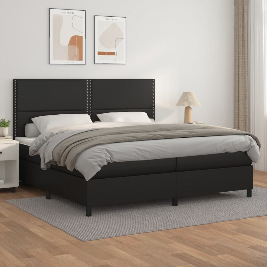 Cadre de lit avec matelas Noir 200x200 cm Similicuir