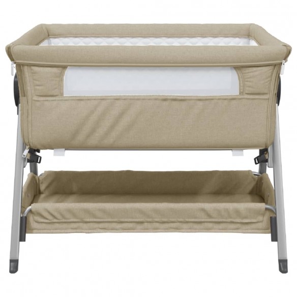 Lit pour bébé avec matelas Taupe Tissu de lin