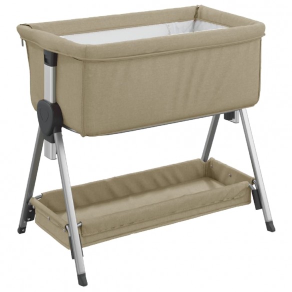 Lit pour bébé avec matelas Taupe Tissu de lin