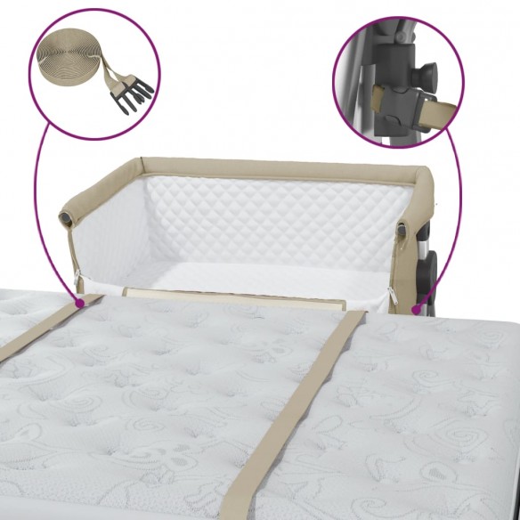 Lit pour bébé avec matelas Taupe Tissu de lin