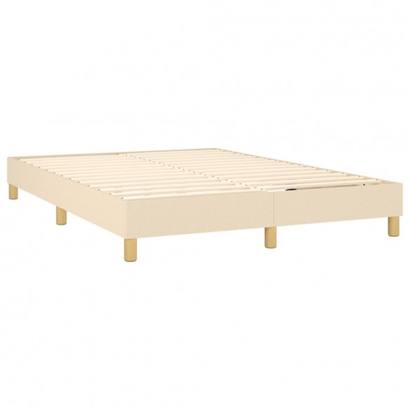 Cadre de lit avec matelas LED Crème 140x190 cm Tissu