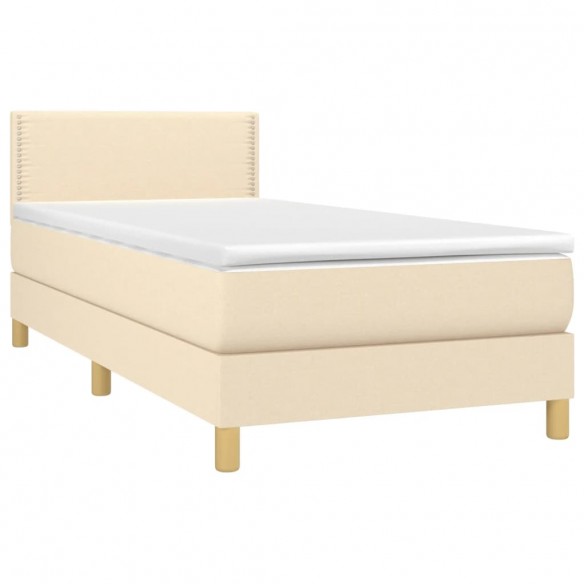 Cadre de lit avec matelas LED Crème 80x200 cm Tissu