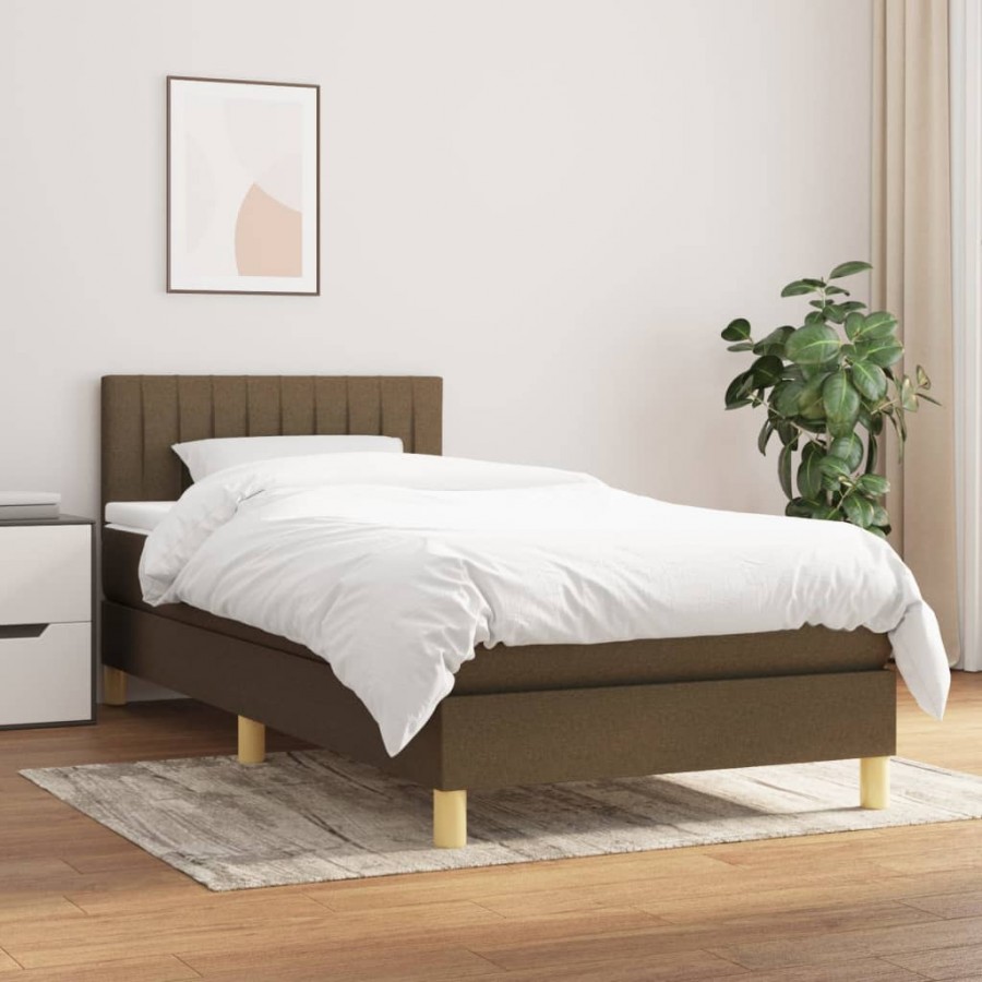 Cadre de lit avec matelas Marron foncé 90x190 cm