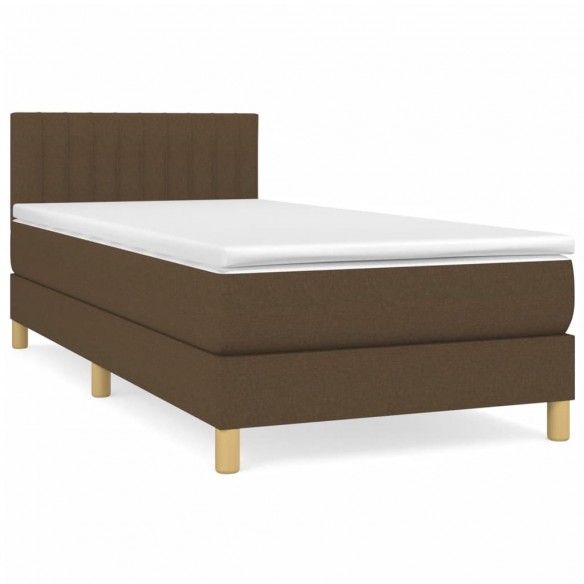 Cadre de lit avec matelas Marron foncé 90x190 cm