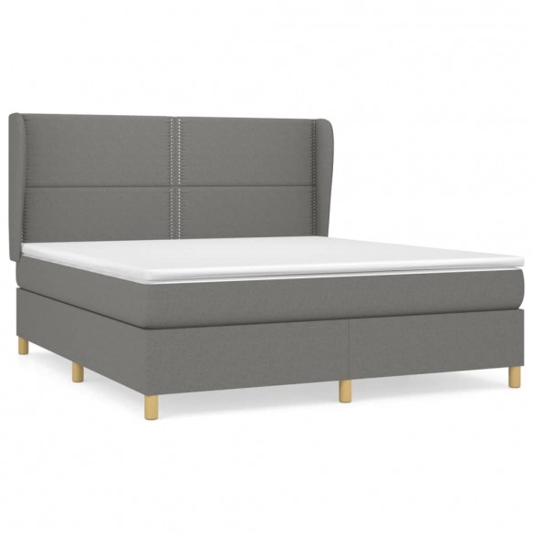 Cadre de lit avec matelas Gris foncé 180x200cm Tissu