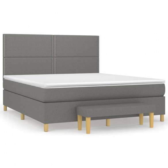 Cadre de lit avec matelas Gris foncé 180x200cm Tissu