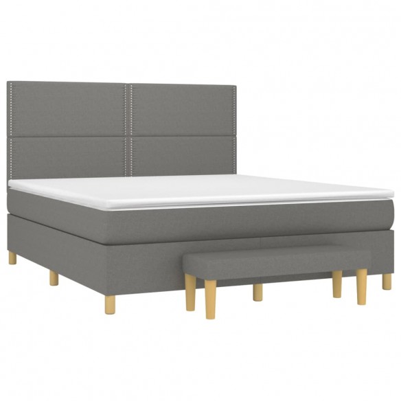 Cadre de lit avec matelas Gris foncé 180x200cm Tissu