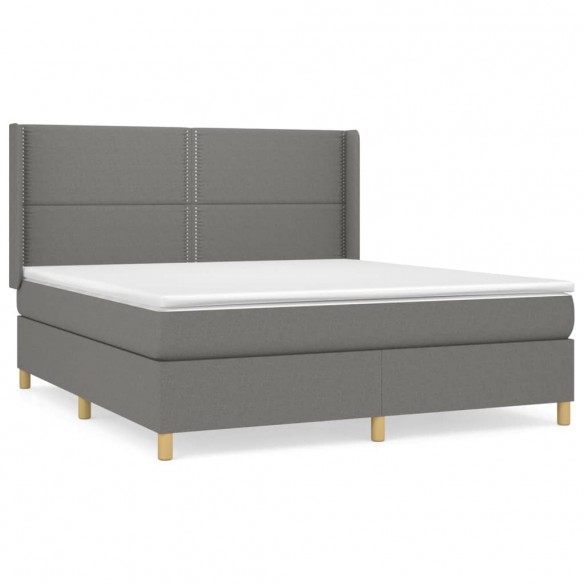 Cadre de lit avec matelas Gris foncé 180x200cm Tissu