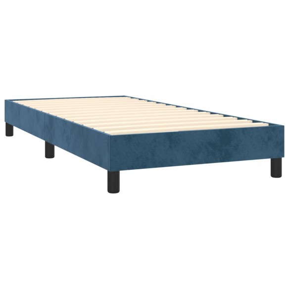 Cadre de lit avec matelas Bleu foncé 90x190 cm