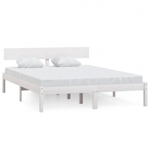 Cadre de lit Blanc Bois de pin massif 140x190 cm