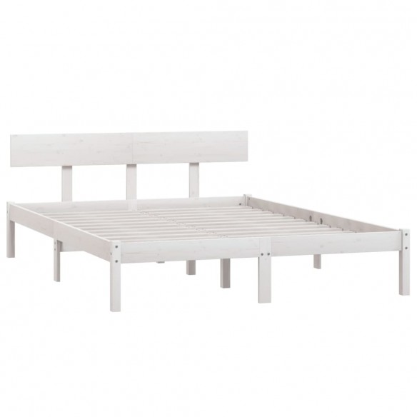 Cadre de lit Blanc Bois de pin massif 140x190 cm