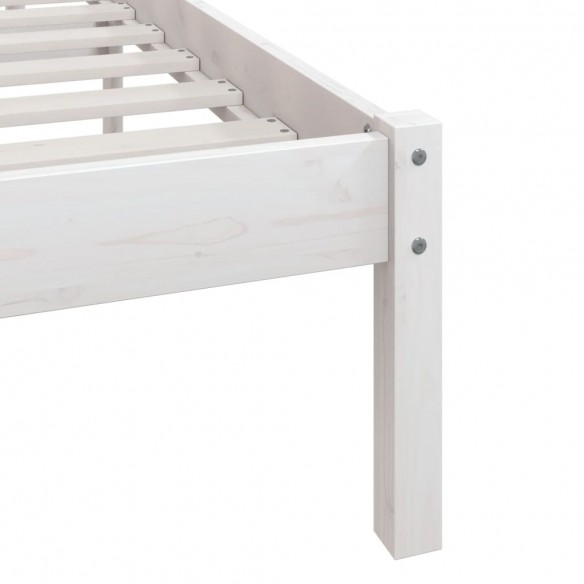 Cadre de lit Blanc Bois de pin massif 140x190 cm