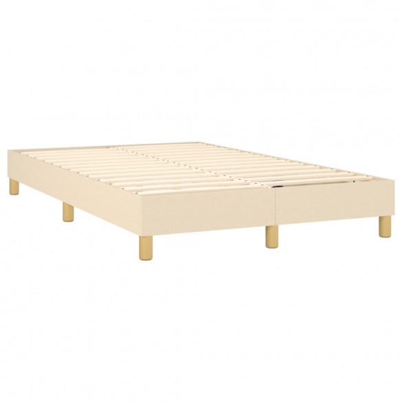 Cadre de lit avec matelas LED Crème 120x200 cm Tissu