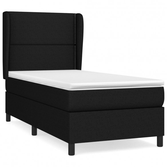 Cadre de lit avec matelas Noir 100x200 cm Tissu