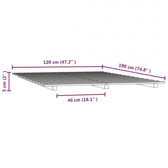 Cadre de lit 120x190 cm Bois de pin massif