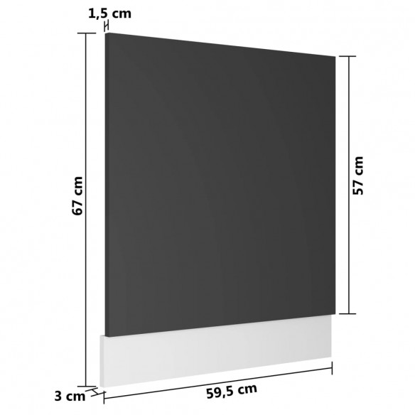 Panneau de lave-vaisselle Gris 59,5x3x67 cm Aggloméré