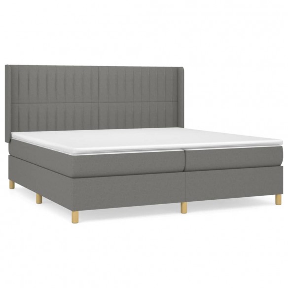 Cadre de lit avec matelas Gris foncé 200x200cm Tissu