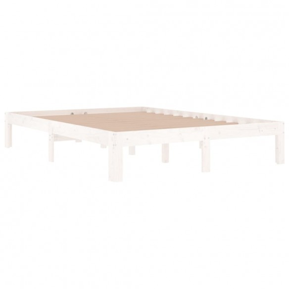 Cadre de lit Blanc Bois massif 135x190 cm Double