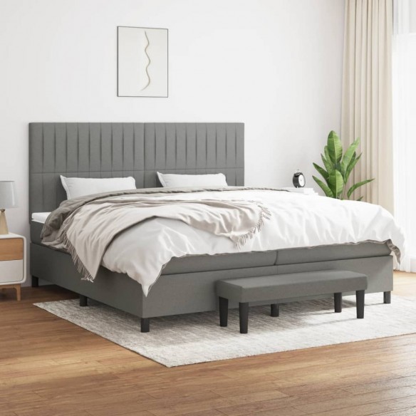 Cadre de lit avec matelas Gris foncé 200x200cm Tissu