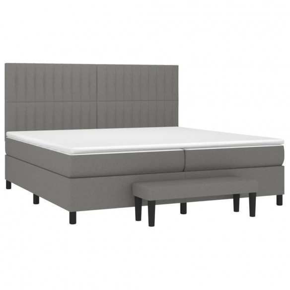 Cadre de lit avec matelas Gris foncé 200x200cm Tissu