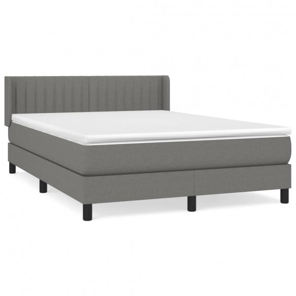 Cadre de lit avec matelas Gris foncé 140x190cm Tissu