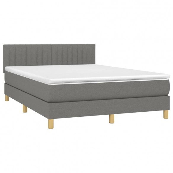 Cadre de lit et matelas et LED Gris foncé 140x190 cm