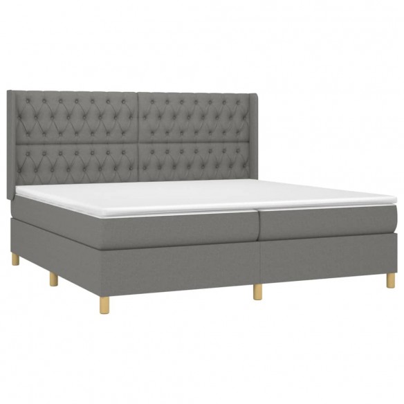 Cadre de lit matelas LED Gris foncé 200x200 cm Tissu