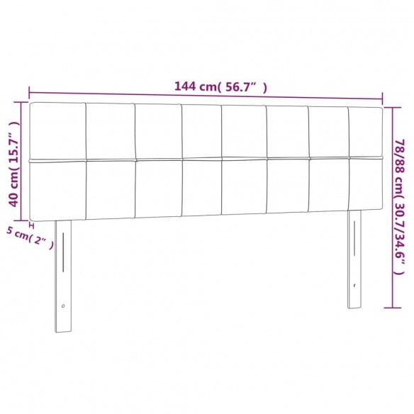 Tête de lit à LED Gris clair 144x5x78/88 cm Velours