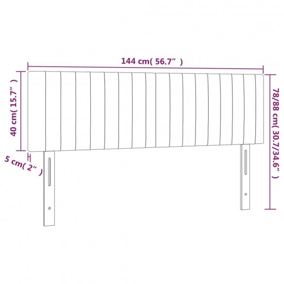 Tête de lit à LED Gris foncé 144x5x78/88 cm Tissu