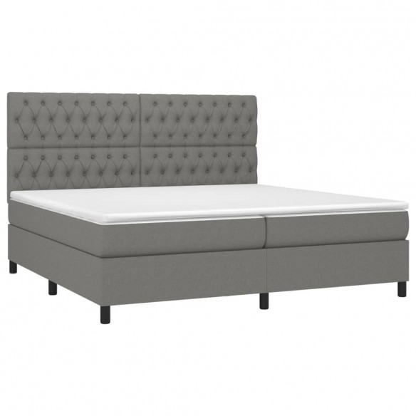 Cadre de lit et matelas et LED Gris foncé 200x200 cm