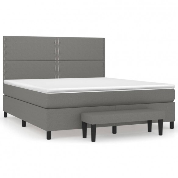 Cadre de lit avec matelas Gris foncé 180x200cm Tissu