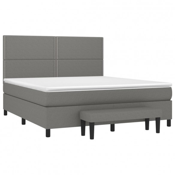 Cadre de lit avec matelas Gris foncé 180x200cm Tissu