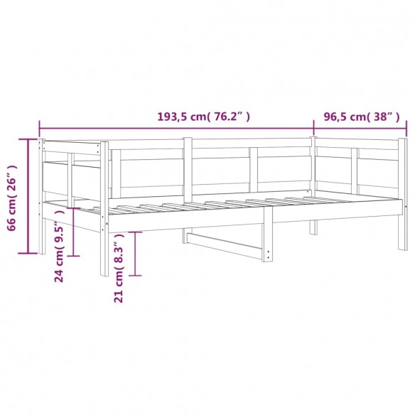 Lit de jour Blanc Bois massif de pin 90x190 cm