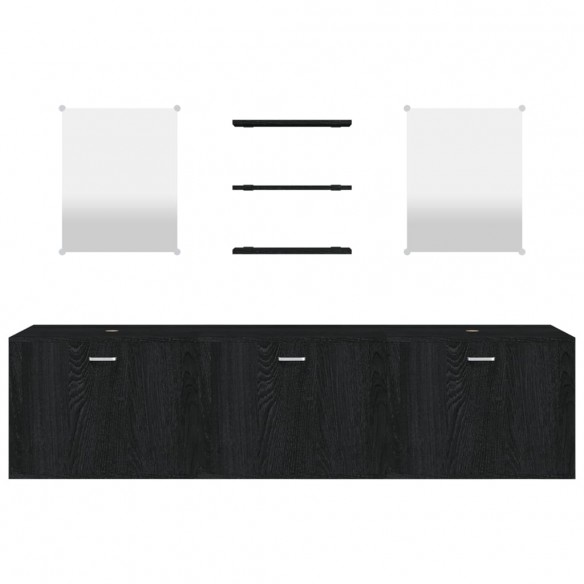 Ensemble de meubles salle de bain 6 pcs noir bois d'ingénierie