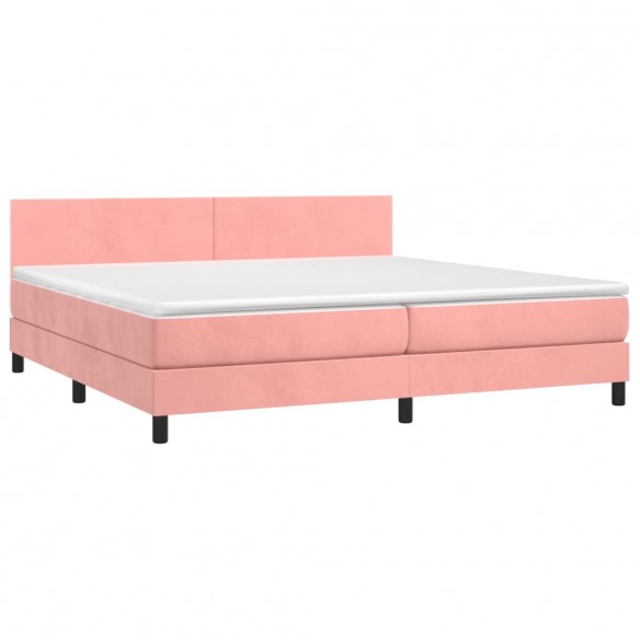 Cadre de lit avec matelas Rose 200x200 cm Velours